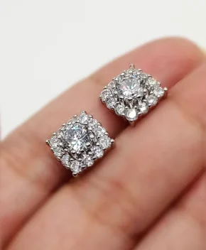 Square Sterling Zirconia Stud