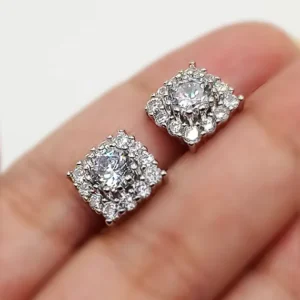 Square Sterling Zirconia Stud
