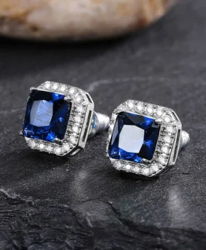 Blue Square Stud Tops Pair