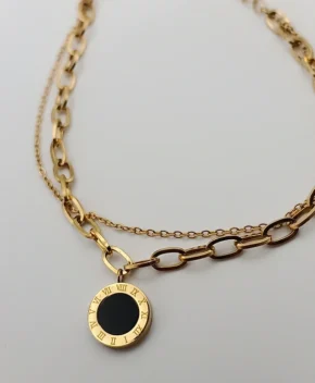 Roman Time Stainless Steel Double Chain Bracelet