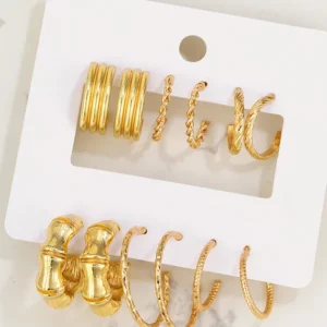 6 Pair Texture Hoops